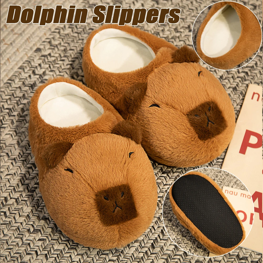 Women Capybara House Slippers Anti-Skid Capybara Animal Slippers Soft Cartoon Comfortable Indoor Home