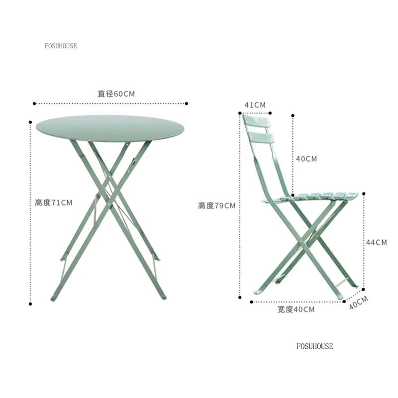 Iron Foldable Garden Furniture Sets for Coffee Shops American Backrest Chairs Casual Simple Design Outdoor Furniture for Terrace