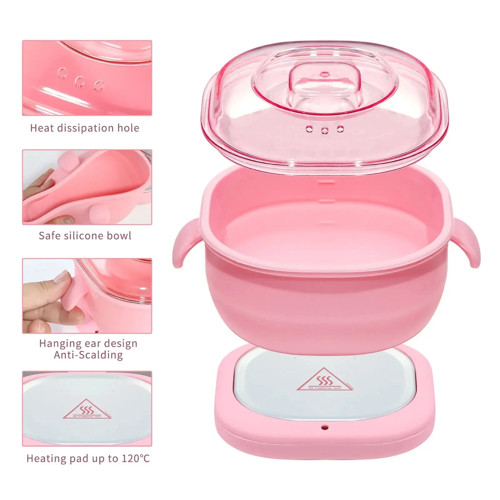 Foldable Depilator Wax Heater Silicone Wax Pot Heating Melting Bean Non-Stick Pan Easy to Clean Beauty Care