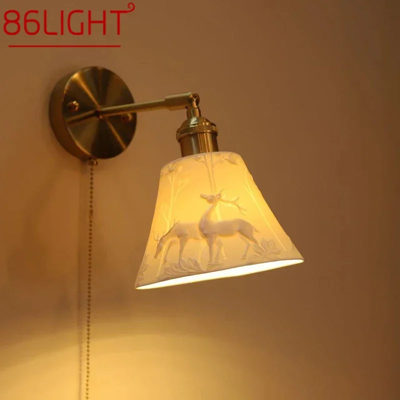 

86LIGHT Nordic Brass Wall Lamp Indoor Living Room Bedroom Bedside Lamp Modern Hotel Corridor Hallway Wall Lamp