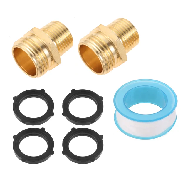 2Sets 3/4 "Ght Hím - 1/2" Npt Szilárd Sárgaréz Kerti Tömlőszerelvények Adapter Nagy Teherbírású Csaptelep Vezető Csatlakozó - Image 6