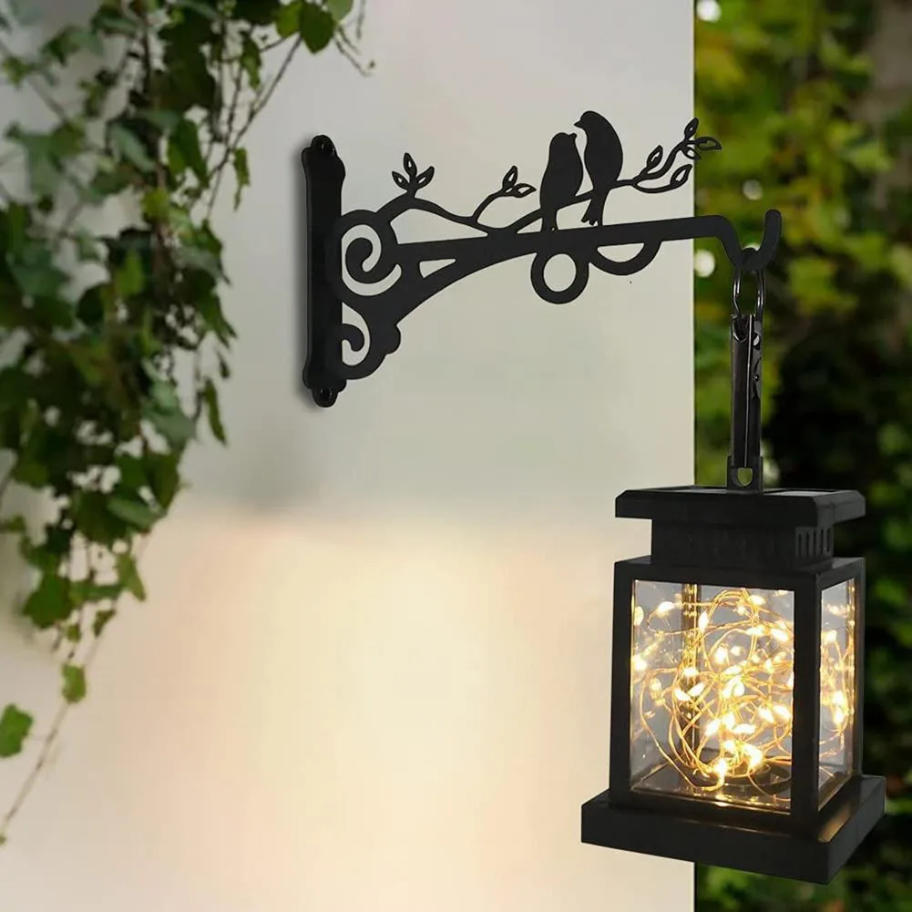 Plant Hanger Bird Pattern Flower Basket Holder Wall Mounted Metal Bracket Hanger Rustic Style Wide Base for Outdoor Indoor Garden Yard Street