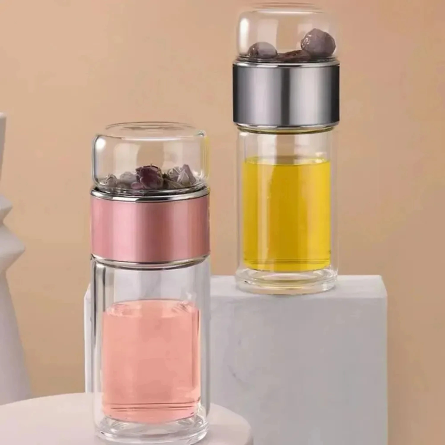 350ML/500ML Tea Water Separation Cup Double Wall Tea Infuser Bottle Heat Resistant Water Cup Filter Bottle Office Drinkware