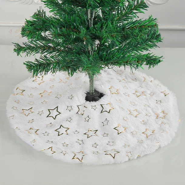 Mini Gonna Per Albero Di Natale In Finta Pelliccia Rosa Cipria, 38,1 Cm, Decorazione Natalizia Pelosa Per Albero Sottile Da Tavolo, Tappeto Morbido Con Nastri Magici
