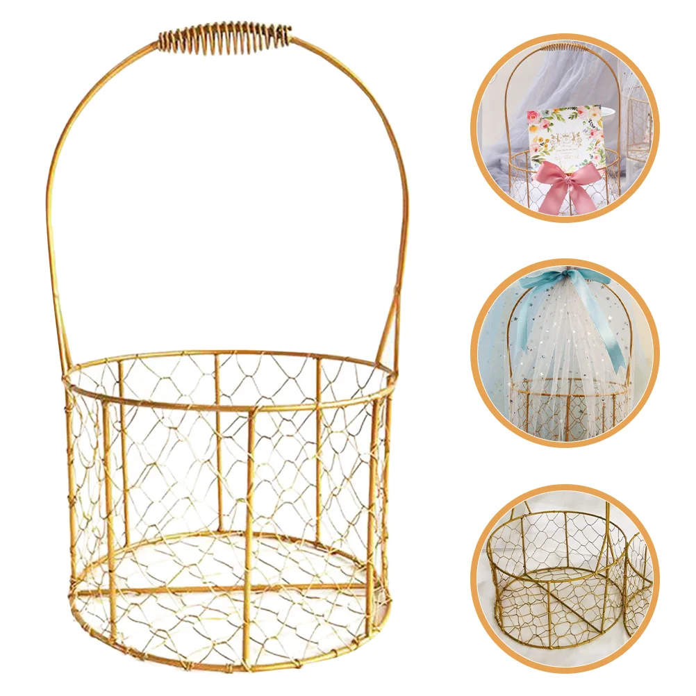 

Wrought Iron Storage Basket Metal Wire Small Decorative Wedding Flower Baskets Bouquets