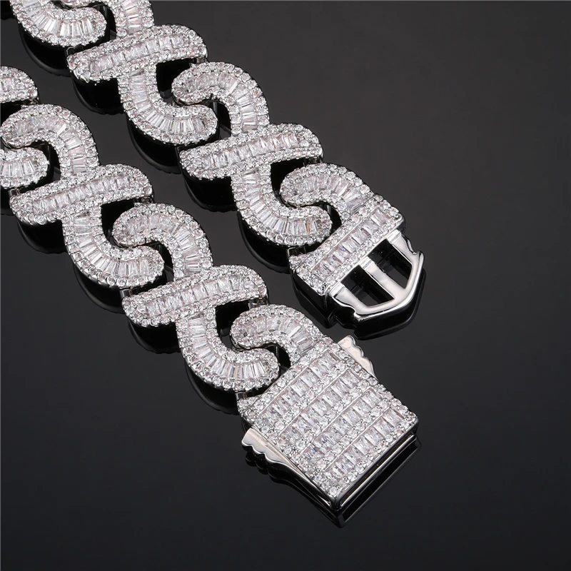D Z New 16mm Infinit Miami Cuban Link Bracelet Spring Buckle Bling Iced Out Cubic Zircon With Solid Back For Men Jewelr