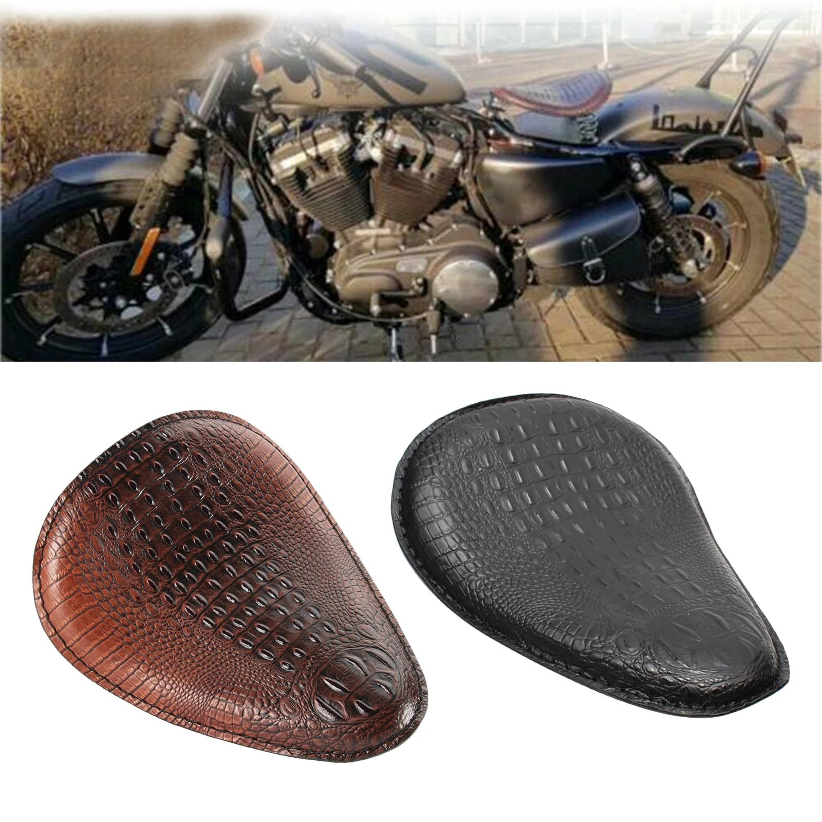 Asiento de motocicleta para Chopper personalizado, asiento marrón| - AliExpress