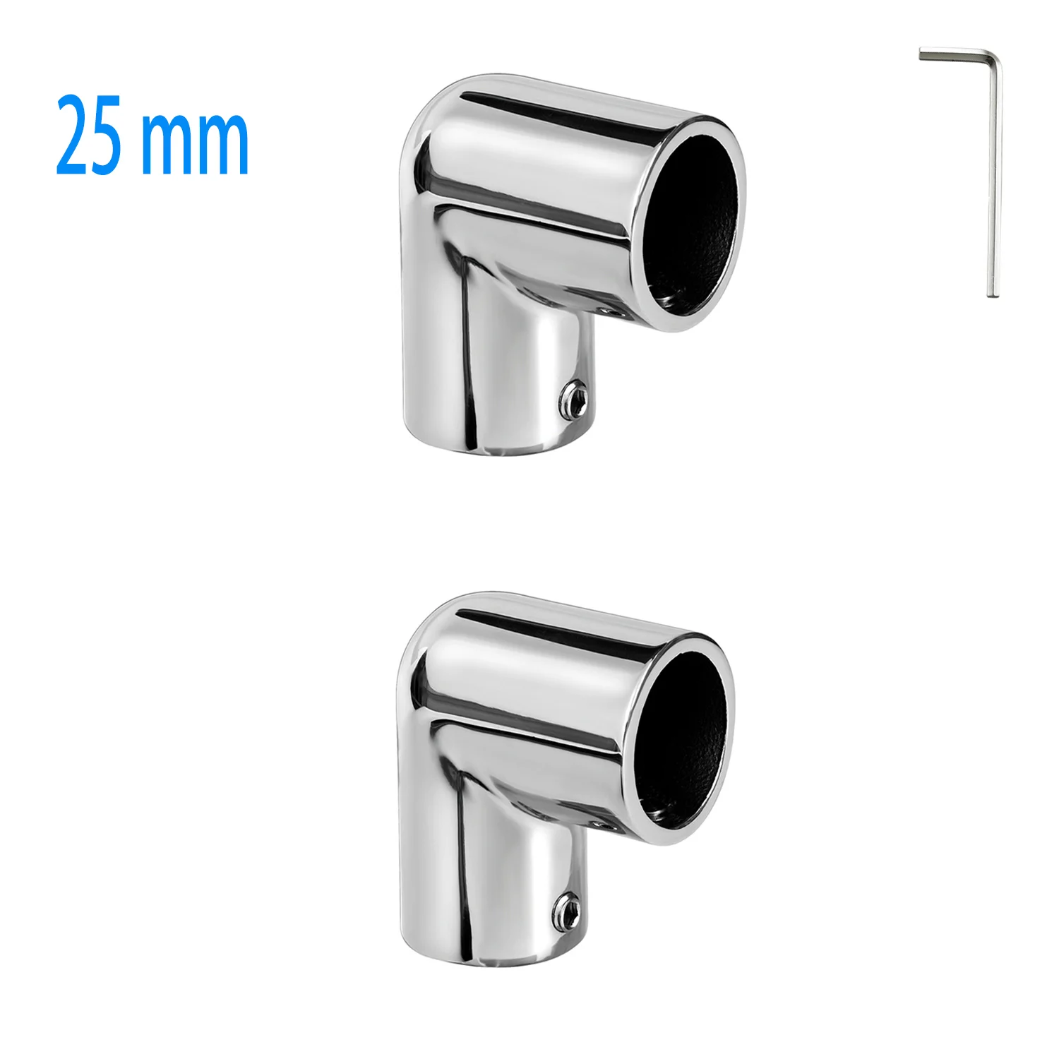 1 Inch (25.4mm) Pipe Tubing  2-Way 90 Degree Elbow Hardware，Heavy Duty 316 Stainless Steel Boat Handrail Fitting