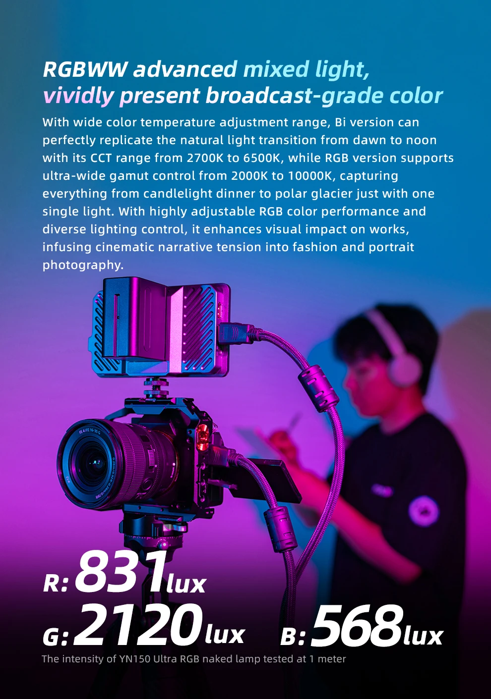 YONGNUO 150W YN150 Ultra RGB Bi-color Portable LED Video Light Fits Mini Bowen M