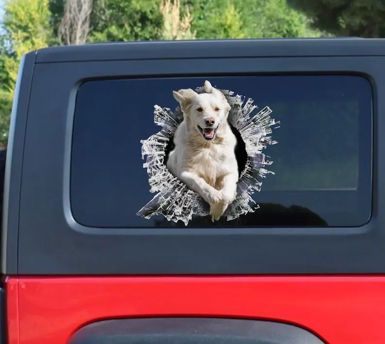 

Наклейка на окно с изображением золотистого ретривера, наклейка на машину, наклейка на автомобиль золотистого ретривера