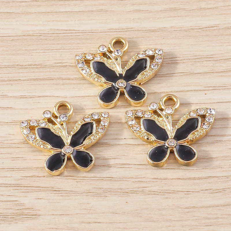 10 Stück 18x16mm Niedliche Tier-Anhänger Kristall-Emaille Schmetterling Charms Anhänger für Schmuckherstellung DIY Ohrringe Halskette Bastelbedarf – Detail 7