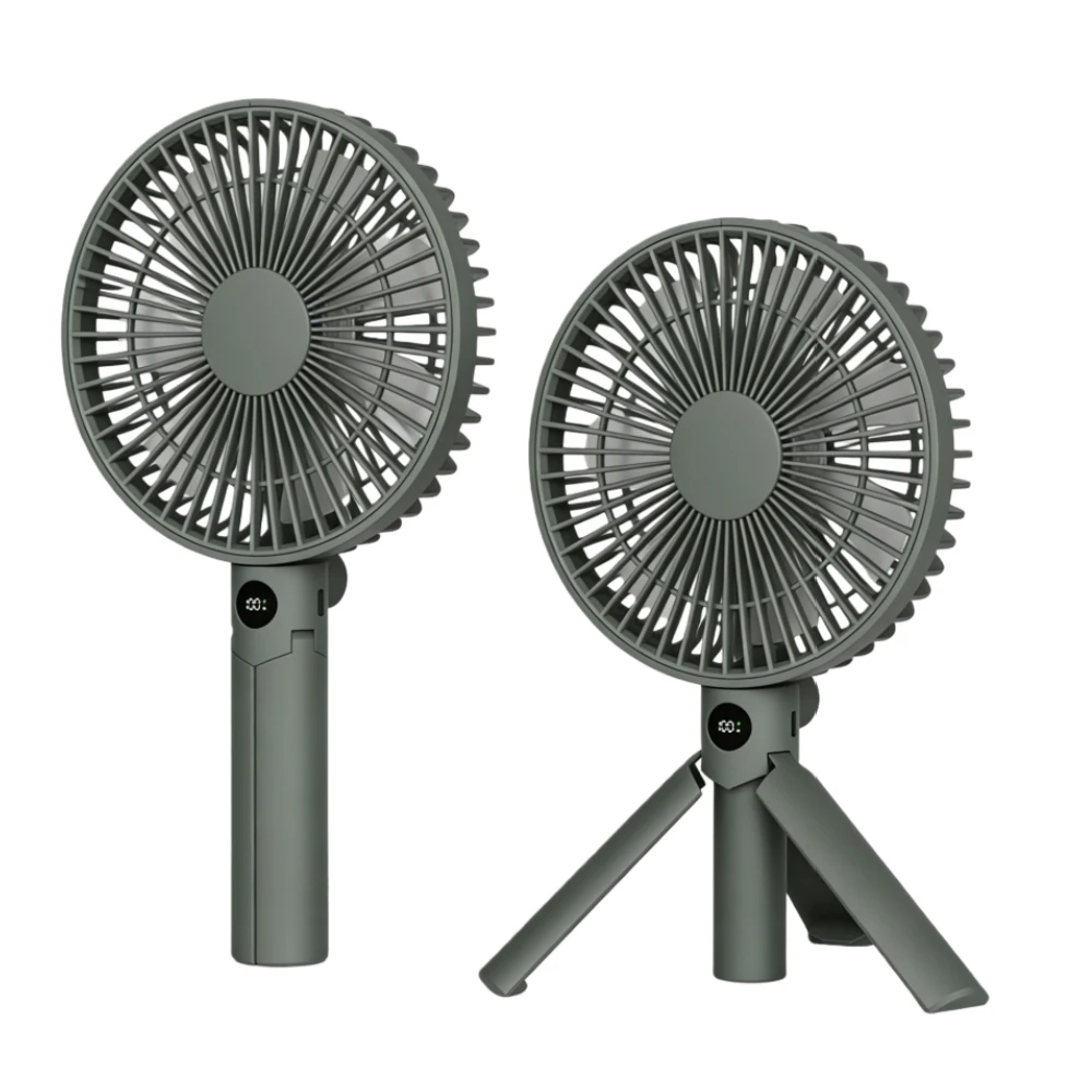XIAOTREE 휴대용 충전식 선풍기 LED 디지털 디스플레이 180 ° 조절 가능한 충전식 선풍기 4단 풍속 캠핑 삼각대 팬