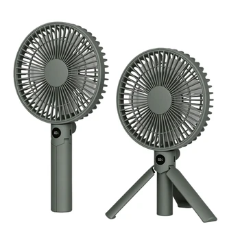 XIAOTREE Portable Handheld Rechargeable Fan LED Digital Display 180°Adjustable Rechargeable Fan 4 Speed Wind Camping Tripod Fan 1