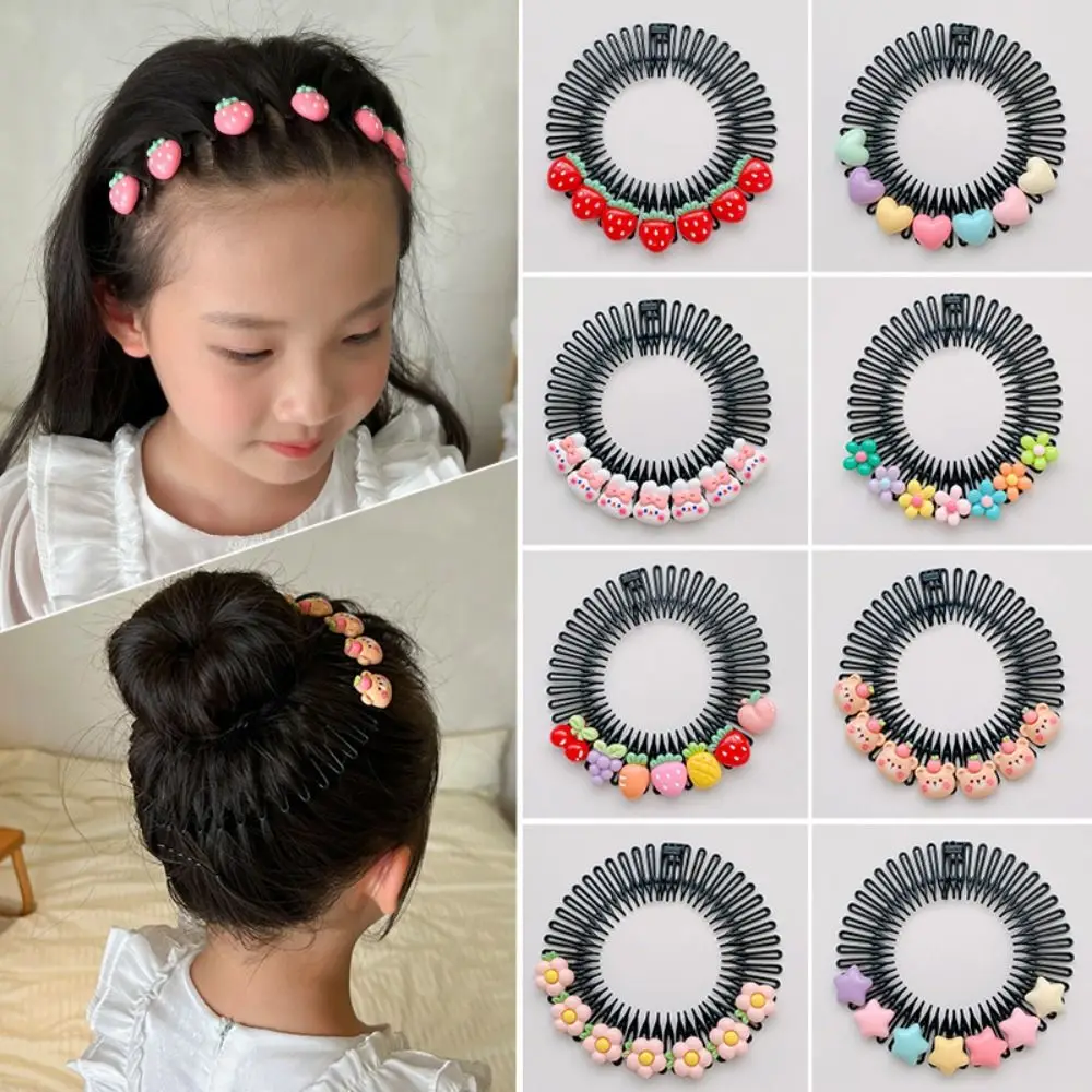 Teeth Cartoon Invisible Extra Hair Holder Cute Round Spring Love Flower Women