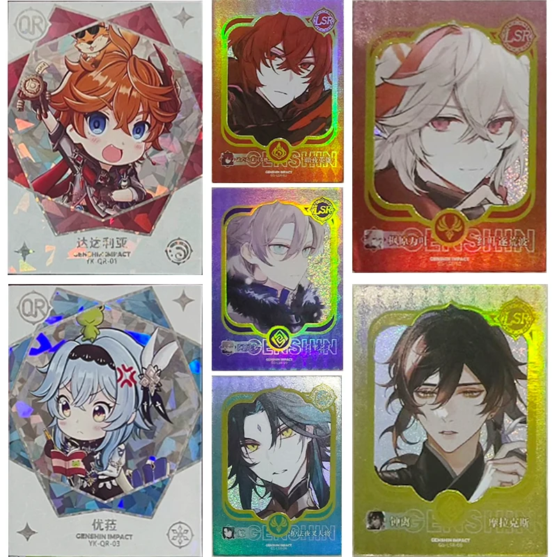 

Anime Genshin Impact QR LSR series collection card Diluc Ragnvindr Naganohara Yoimiya Christmas birthday gift Entertainment toys