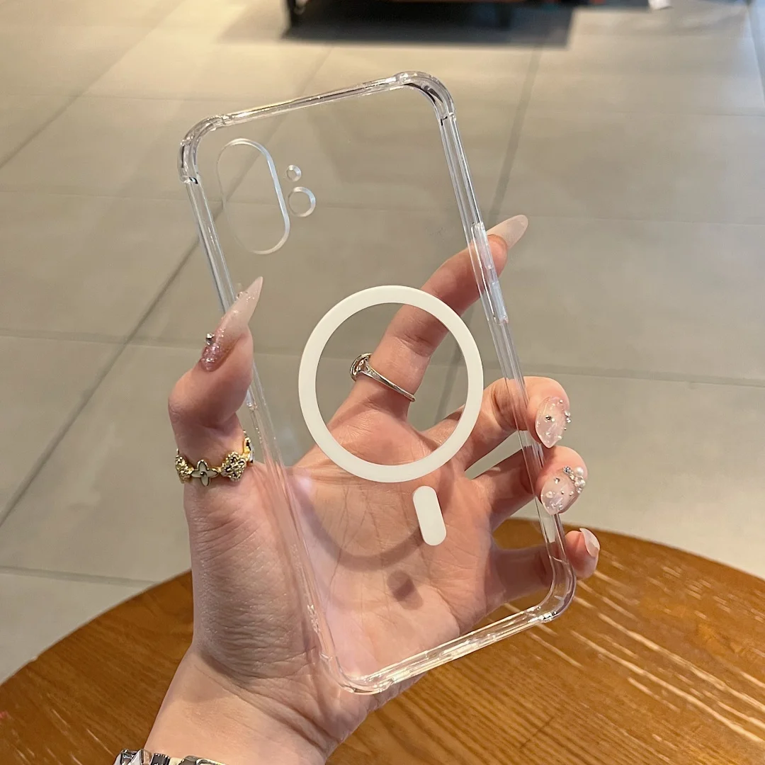 For Nothing phone 1 2 2A Case Protective Clear Magsafe Plastic Back TPU Side Design Mobile Phone Back Cover