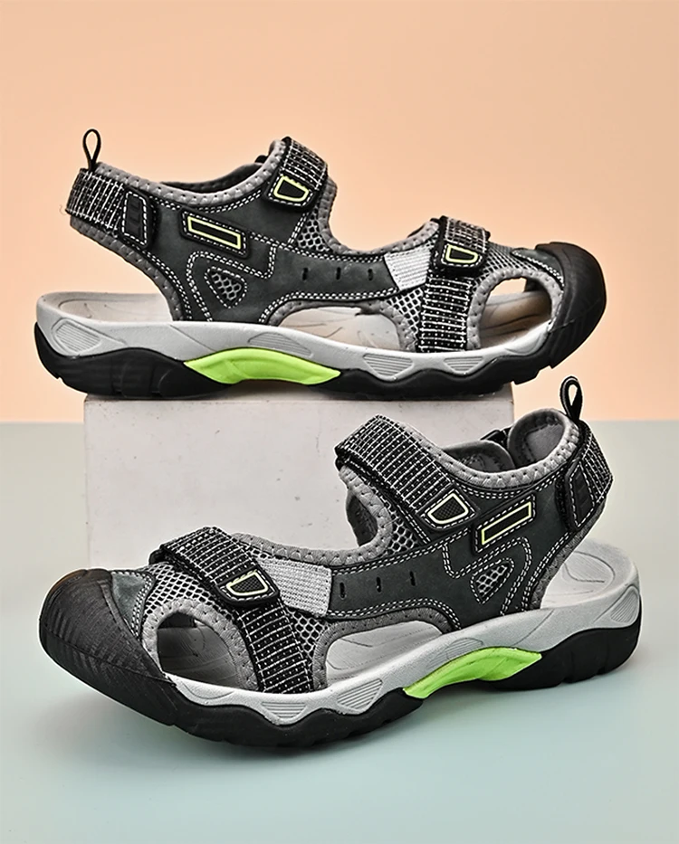 Sapatos masculinos casuais para caminhada ao ar livre praia verão leve respirável couro anti derrapante sandálias com sola macia romana_voghion.com