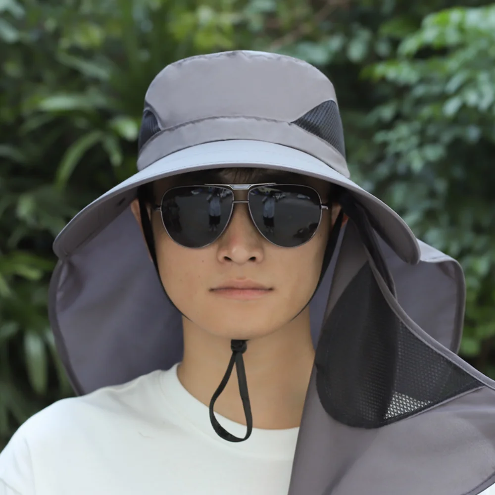 

Wide Brim Sun Hat Hot Sale Sunscreen and Shading UV Protection Fisherman Hat Breathable Protect Neck Agricultural Work Hat Gift