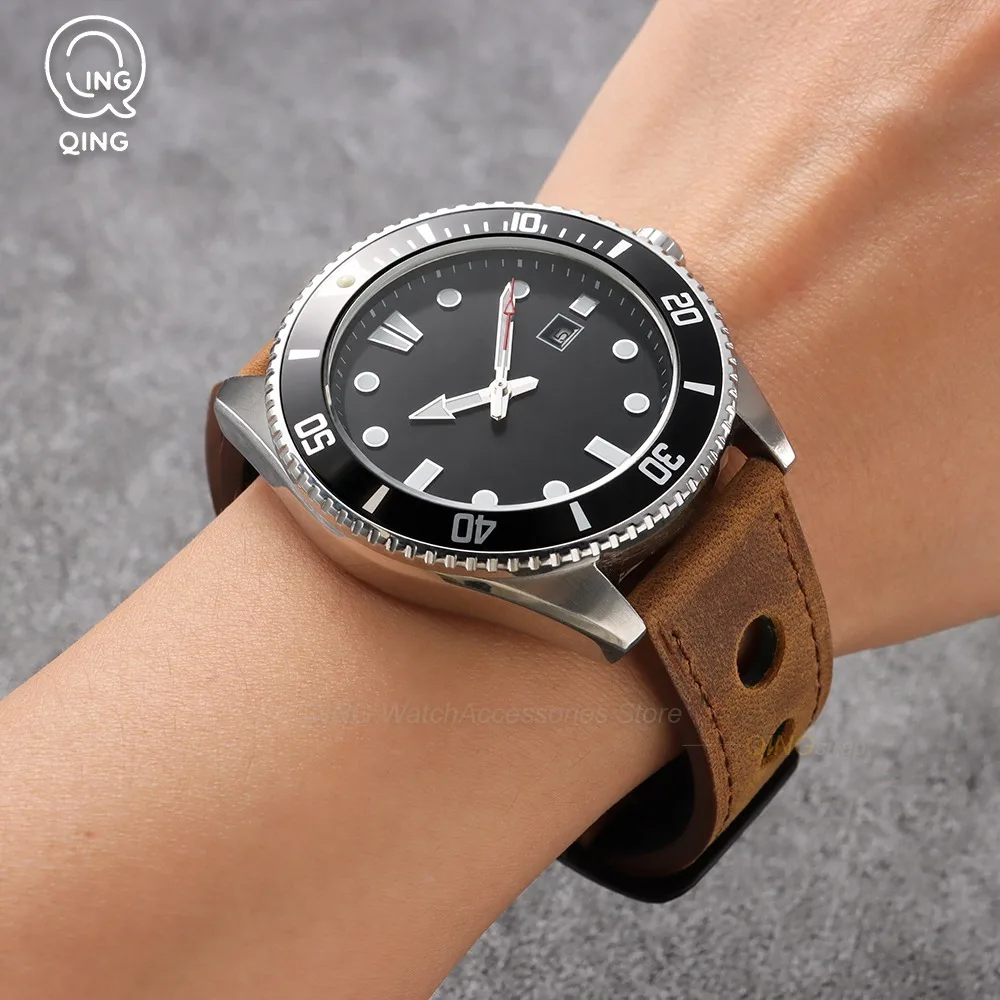 Vintage Matte Leather Watchband with Black Needle Buckle