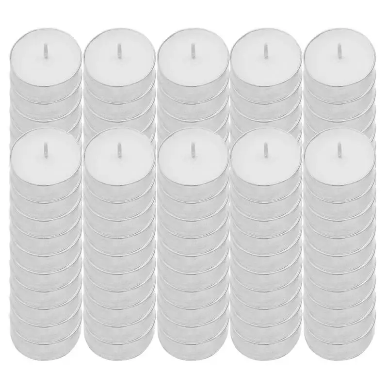 WhiteTeaLightCandles100PCSLongBurnSmokelessTealightsExtended