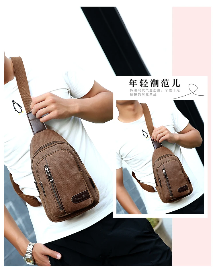 2025 neue männer Leinwand Brust Tasche Umhängetasche Sling Rucksack Koreanischen Stil Casual Taille Pack Leichte Reise Schulter Tasche 254 – Detail 10