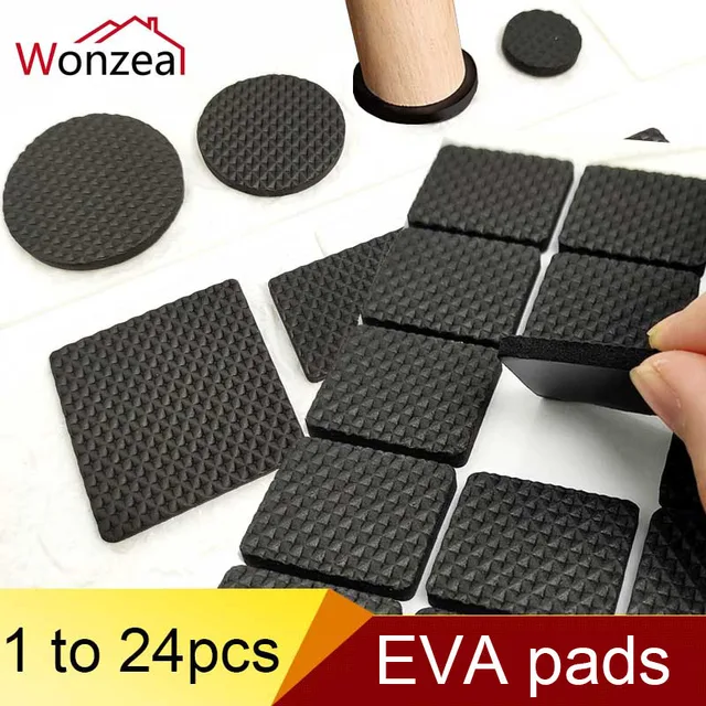 Coussinets en caoutchouc pour pieds de chaise, 1-24 pièces, tapis antidérapant, amortisseur de pare-chocs, rond, carré, auto-adhésif, matériel de protection des pieds de Table 1