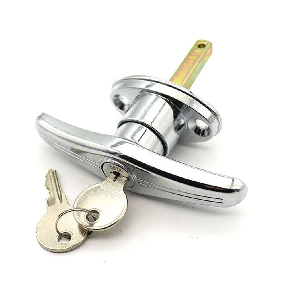 

Garage Door Lock T Handle Rear With 2 Keys For Caravans Zinc Alloy Cabinet Door Lock Handle Lock Connecting Rod Hardware