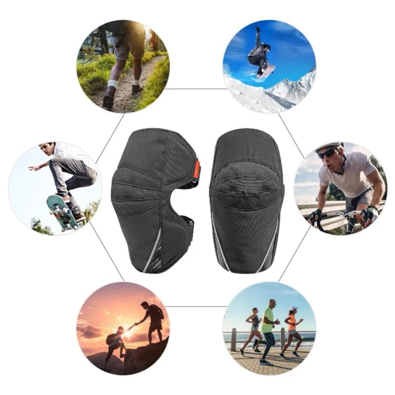 2PCS Racing Knee Guards Adjustable Motocross Gear Set Mountain Bike Dirt Bike Knee Pads For Men Protective Gear Black