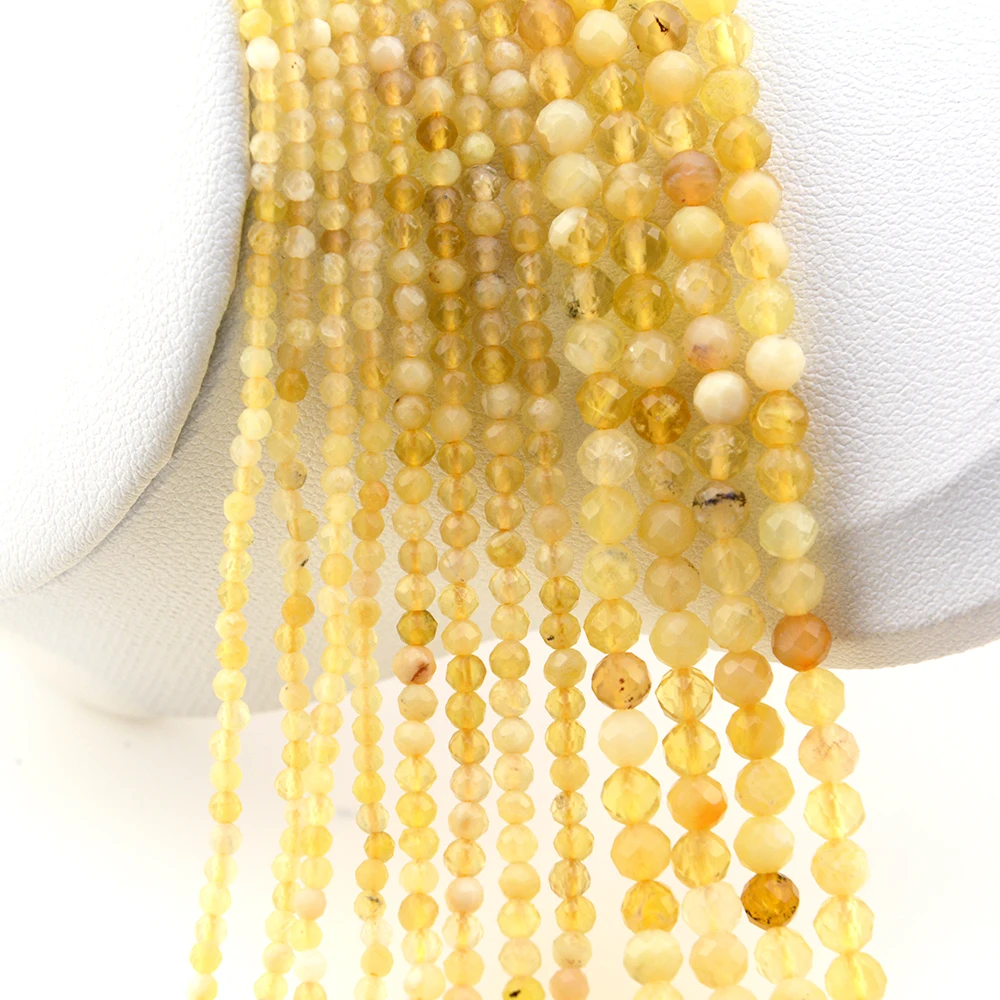 Natural Yellow Opal Faceted Round Beads 2mm,3mm,4mm，Fine Jewelry Making, DIY Bracelet And Necklace 4