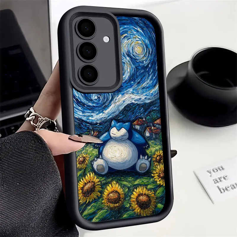 Snorlax & Eevee Van Gogh Oil Painting Soft Phone Case