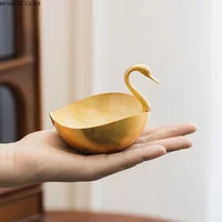 European style light luxury brass creative swan storage bowl tea table snacks dried fruit tray decorative ornaments jewelry dish 2