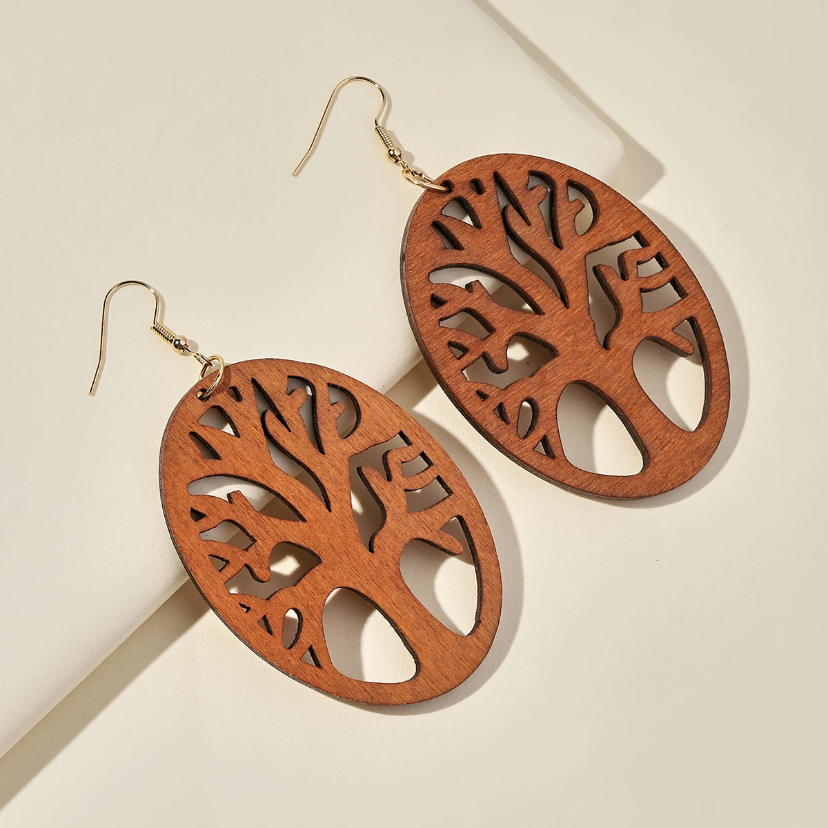 

Life of Tree Wooden Drop Earrings for Women Vintage Ethnic Statement Earrings Fashion Jewelry Accessories Gift