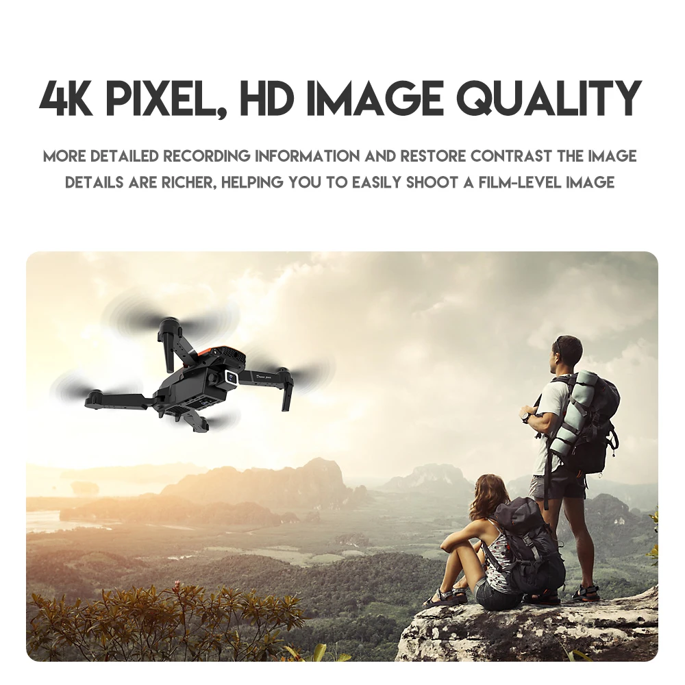 4K 2 lens-3b E88Pro-Drone 4K professionnel avec caméra HD, grand angle