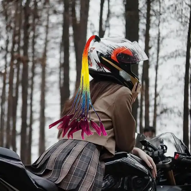 Decorazione Casco Motociclo BESPORTBLE - Cresta Verde Trecce Parrucca Per Casco Moto Ed Equitazione - Foto 8