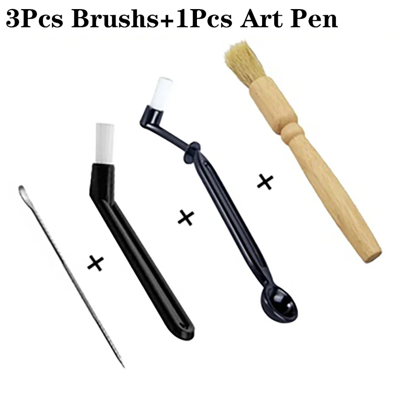 4 Pcs Coffee Machine Cleaning Set Grinder Machine Group Head Cleaning Brush Art Pen
