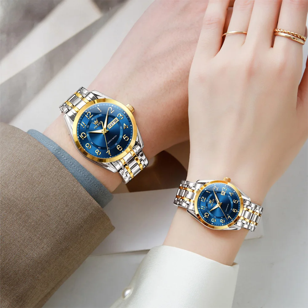 OLEVS 3666 Watch For Men Women Simple Fashion Number Scale Quartz Couple Watch Top Brand Calendar Waterproof Luminous Wristwatch
