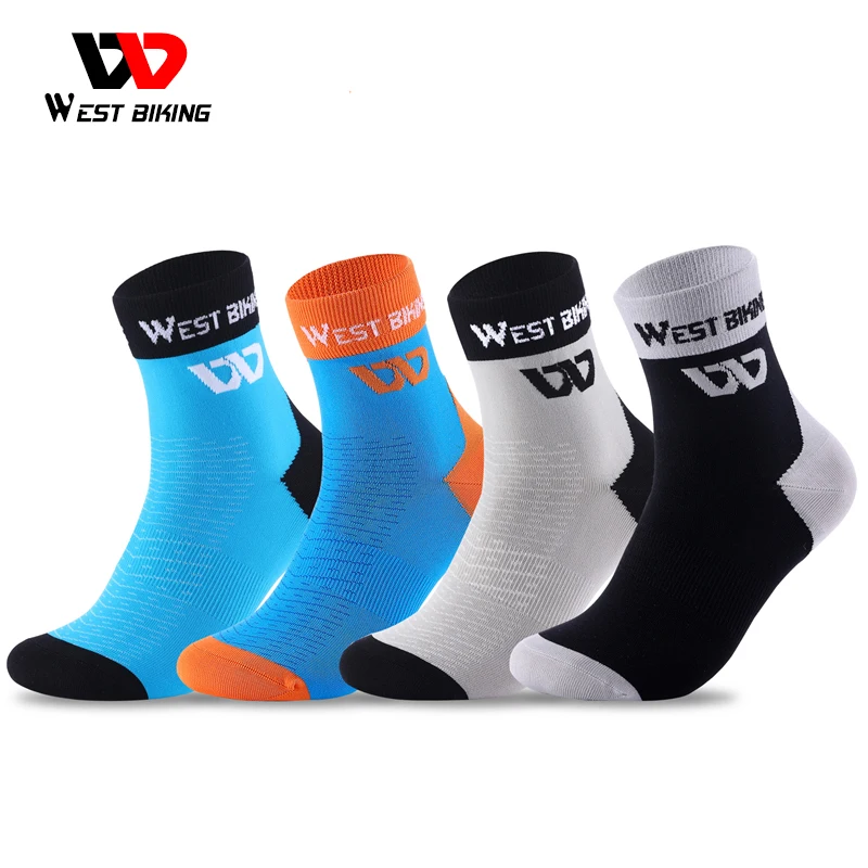 West Biking  YP0216053 Cycling Sports Socks Non-slip Contrast Color Middle Tube Socks For Basketball Football Unisex Compression Socks