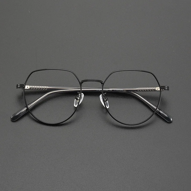 

High Quality Titanium Polygon Glasses Handmade Frame For Men Women Optical Myopia Reading Designer Eyeglasses Prescription Lens
