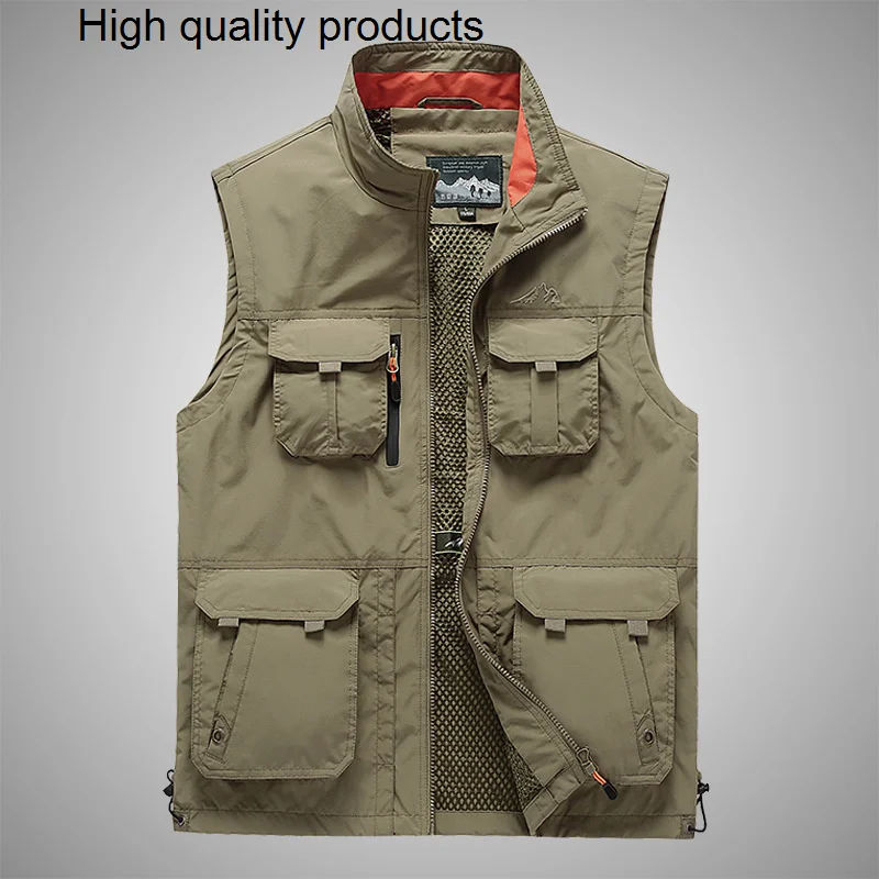 

Жилет мужской тактический, повседневная безрукавка с несколькими карманами, Быстросохнущий дышащий жилет, уличная одежда для рыбалки и фотосъемки, на лето