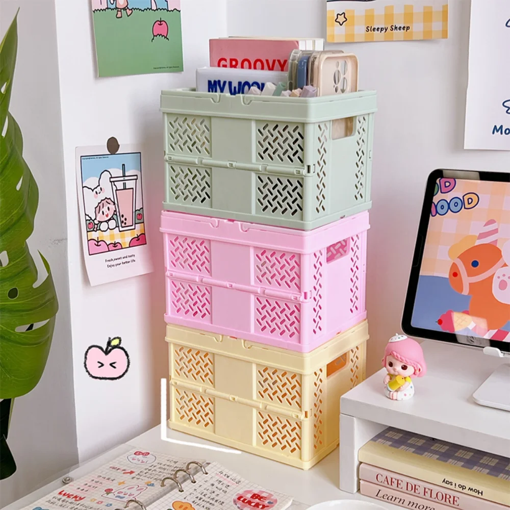 Stationery Organizer Stationery Storage Box Desktop Storage Kit Desktop Storage Box Desktop Storage Shelf 6 Style Folding Storage Basket Multi-Function Stationary Holder Office Desk Accessories