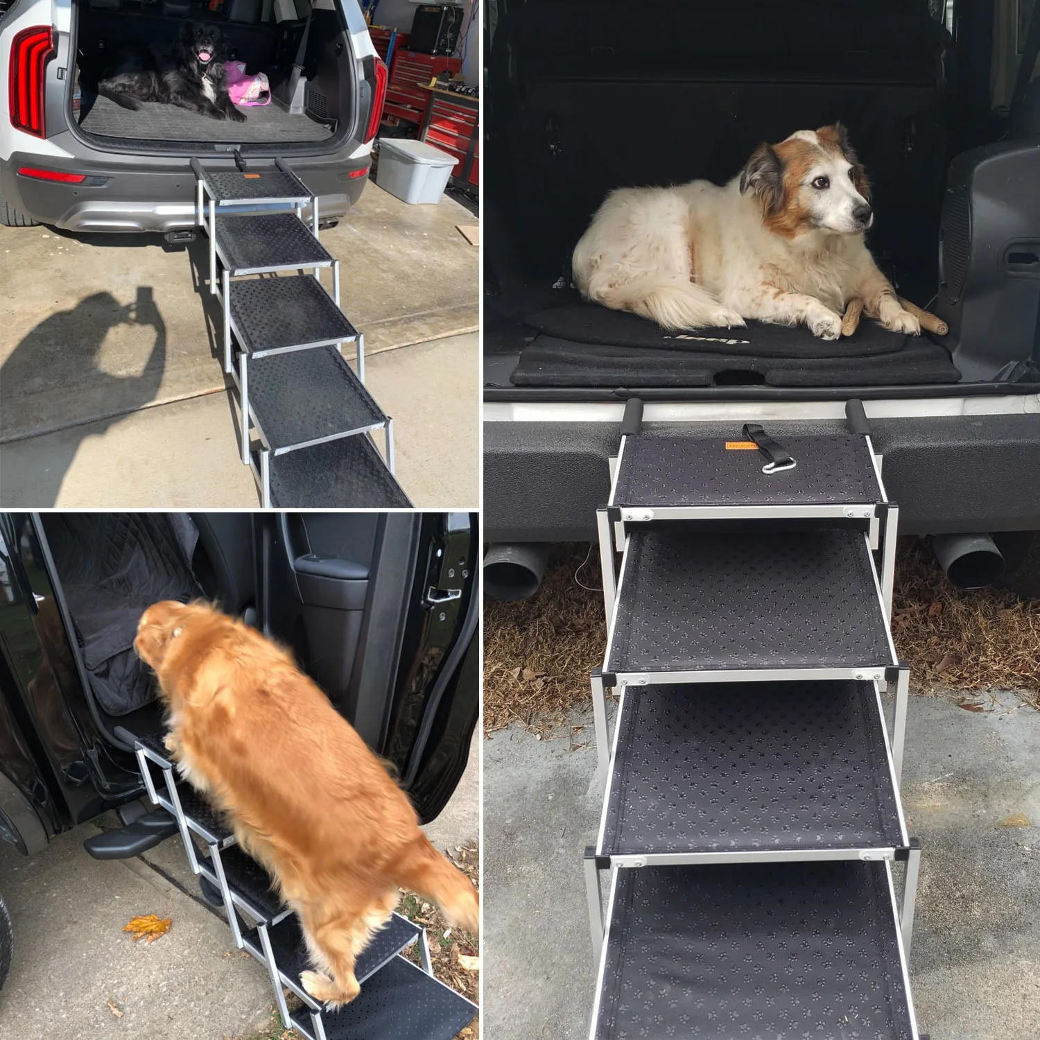 Aluminum Car Pet Ladder Outdoor Folding Dog Ladder Aluminum Alloy Pet SUV Car Dog Step Stairs Climbing