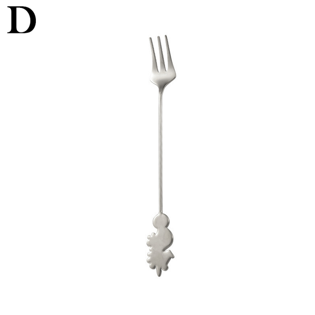Octopus Spoons Fork Mini Metal Gold Carved Coffee Snacks Fruit Prikkers Dessert Fork Kitchen Tool Teaspoon