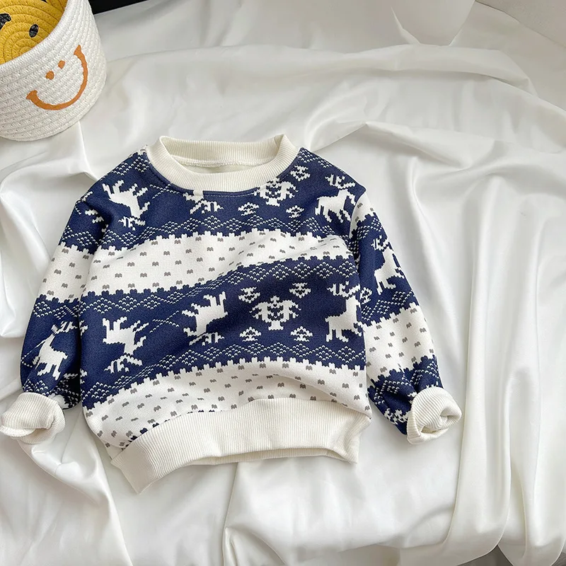 Girl sweatshirt Kids sweatshirt Autumn Winter New Child Fleece Thickened Sweatshirt Base Shirt Boy Girl Warm Sweate Round Neck Long Sleeve Fashion Knitwear Kids