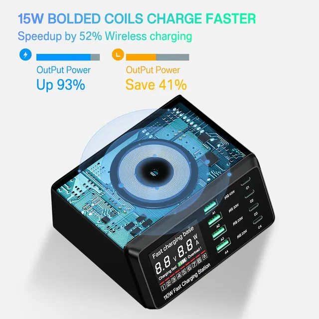 ASOMECH 110W USB tipo C cargador inalámbrico multi puertos cargador de teléfono rápido PD QC3.0 carga rápida para iPhone 14 13 Xiaomi - Image 5