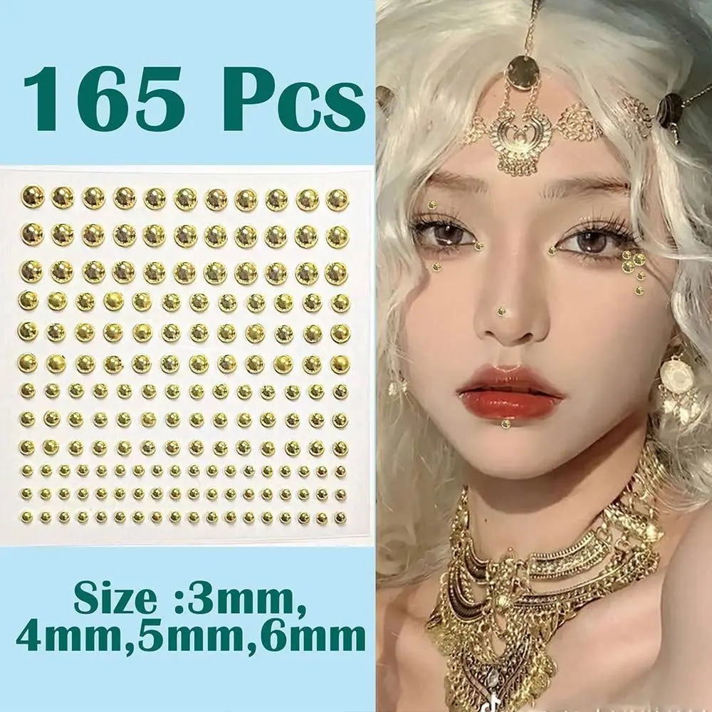 재사용 가능한 무피어싱 립 네일 스티커 라인스톤 5D 화려한 셀프 접착식 쥬얼리 아크릴 다이아몬드 가짜 립 링 DIY 데코