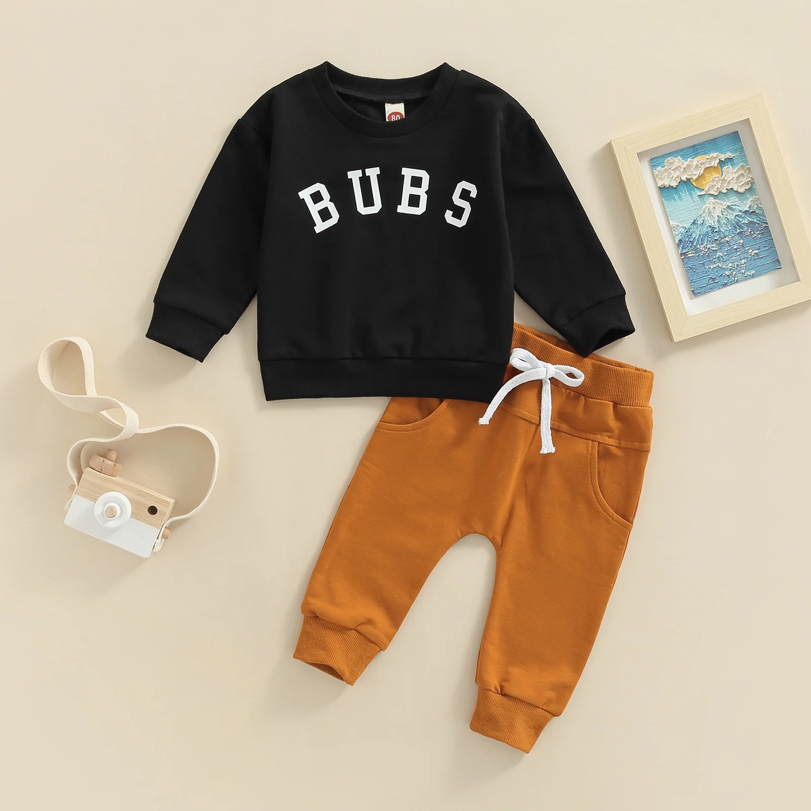 Citgeett Autumn Toddler Baby Boy Girls Fall Outfits Long Sleeve Letter Print Pullover Tops + Pants Spring Clothes Set