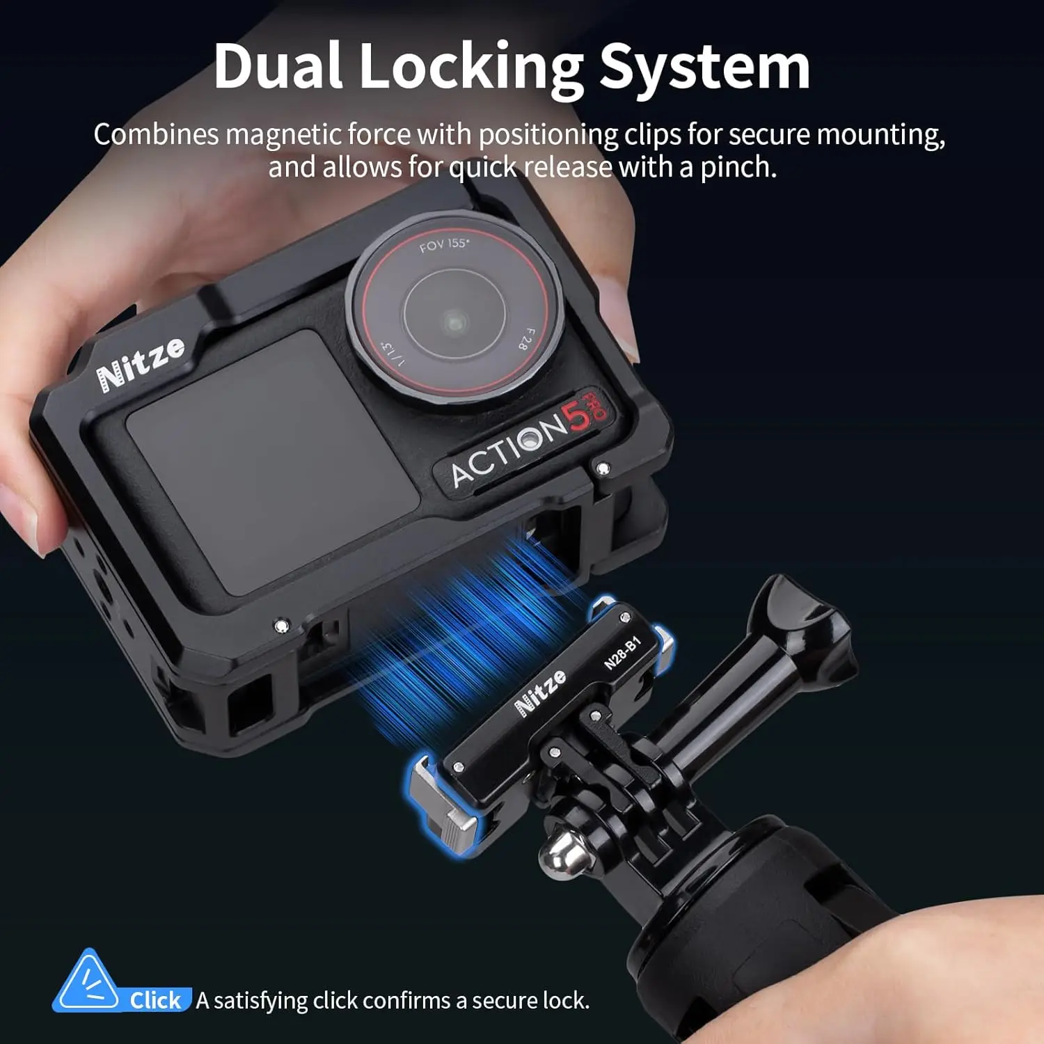 DJI 오즈모 360 / 액션 5 프로 / 4 / 3용 니트즈 카메라 마그네틱 퀵 릴리즈 어댑터 마운트, 삼각대, 셀카봉용