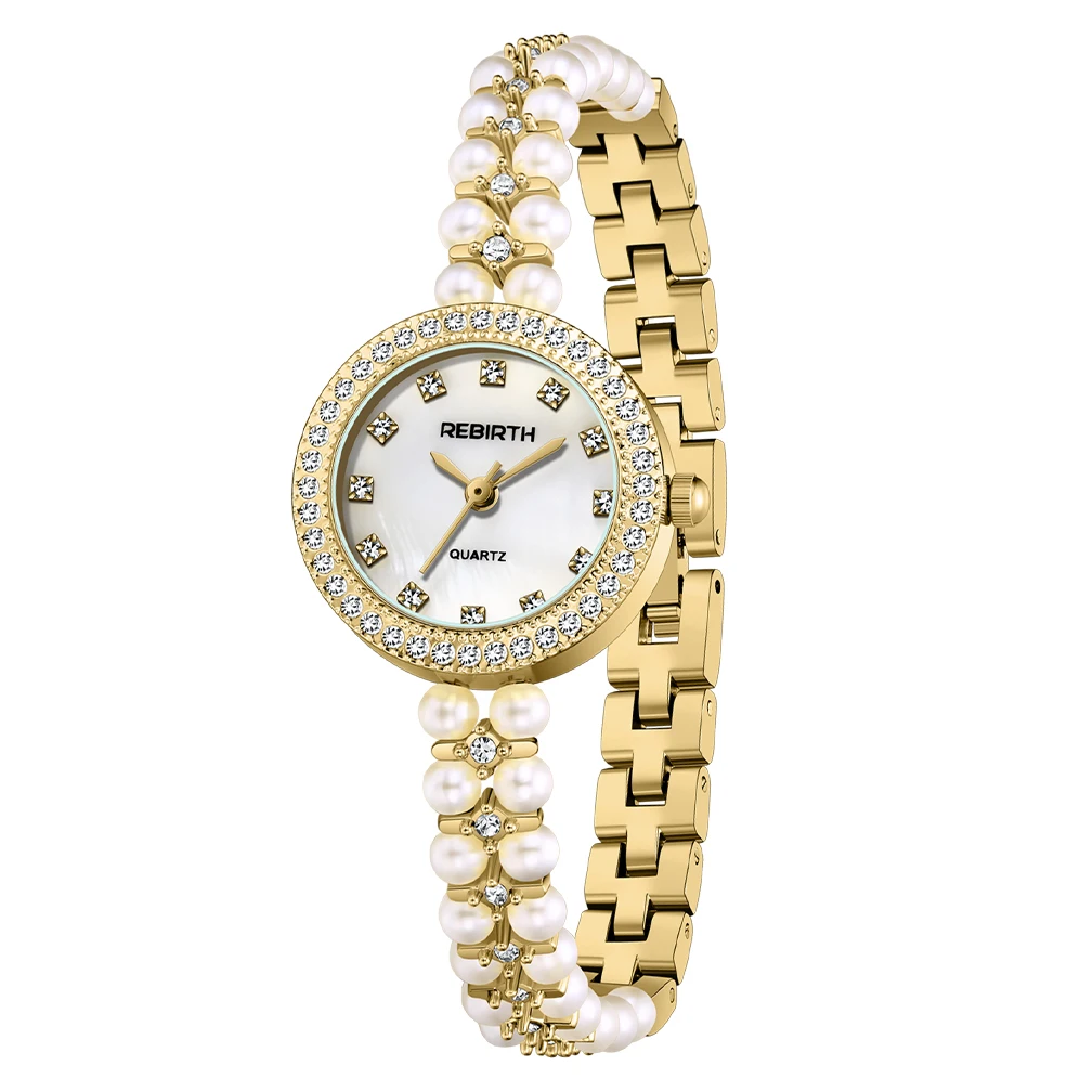 ساعة سوار فاخرة جديدة مرصعة باللؤلؤ، ساعة كوارتز ن...