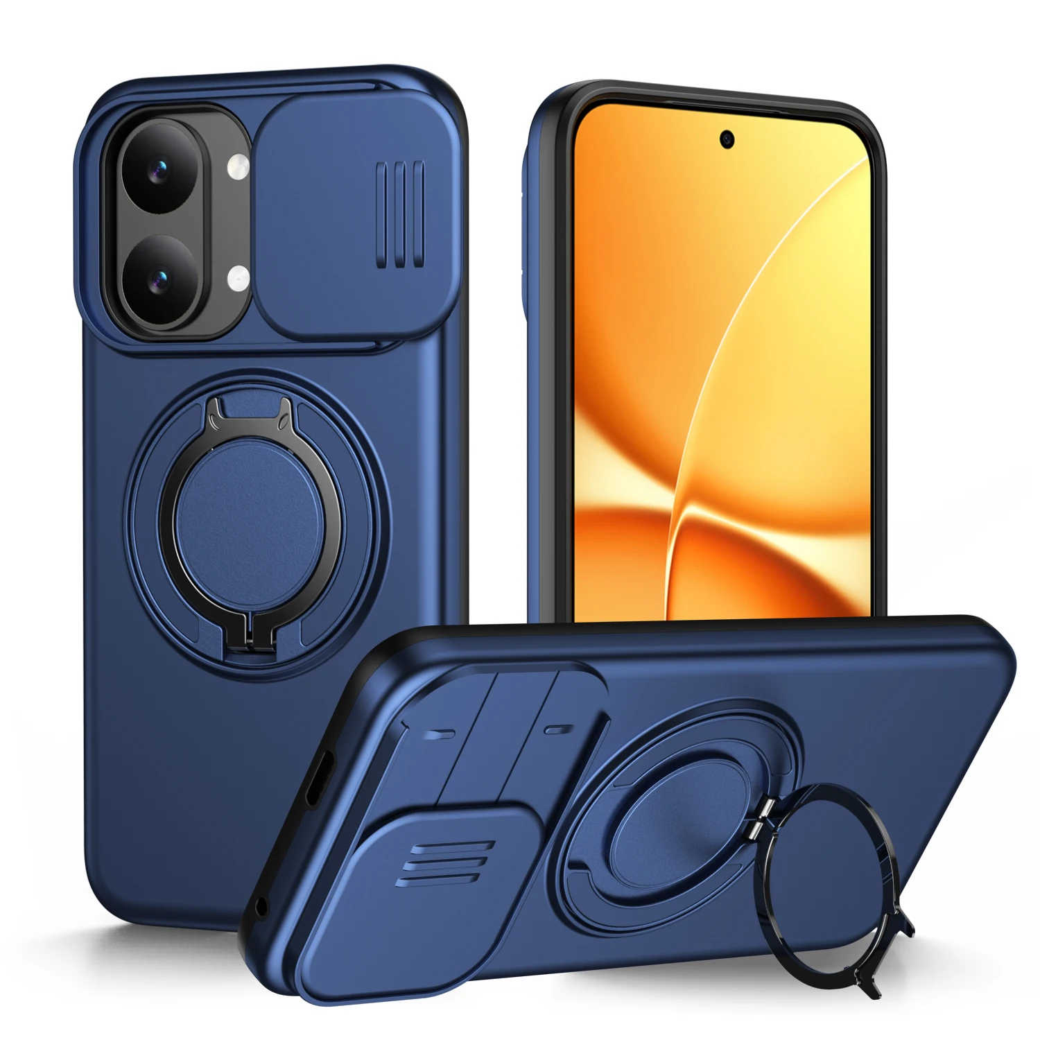 Slide Camera Protection Shockproof Magnetic Back Cover with Upright Kickstand
