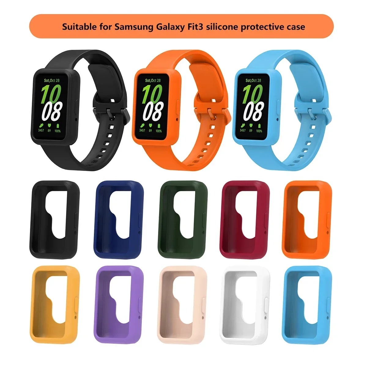 Soft Silicone Candy Color Protective Case for Galaxy Fit 3 Watch – Full Coverage Accessory